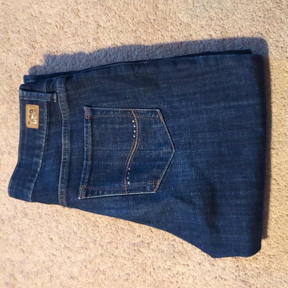 Lee 10 Long Secretly Shapes Regular Fit Straight Leg Mid Rise Blue Jeans 10L